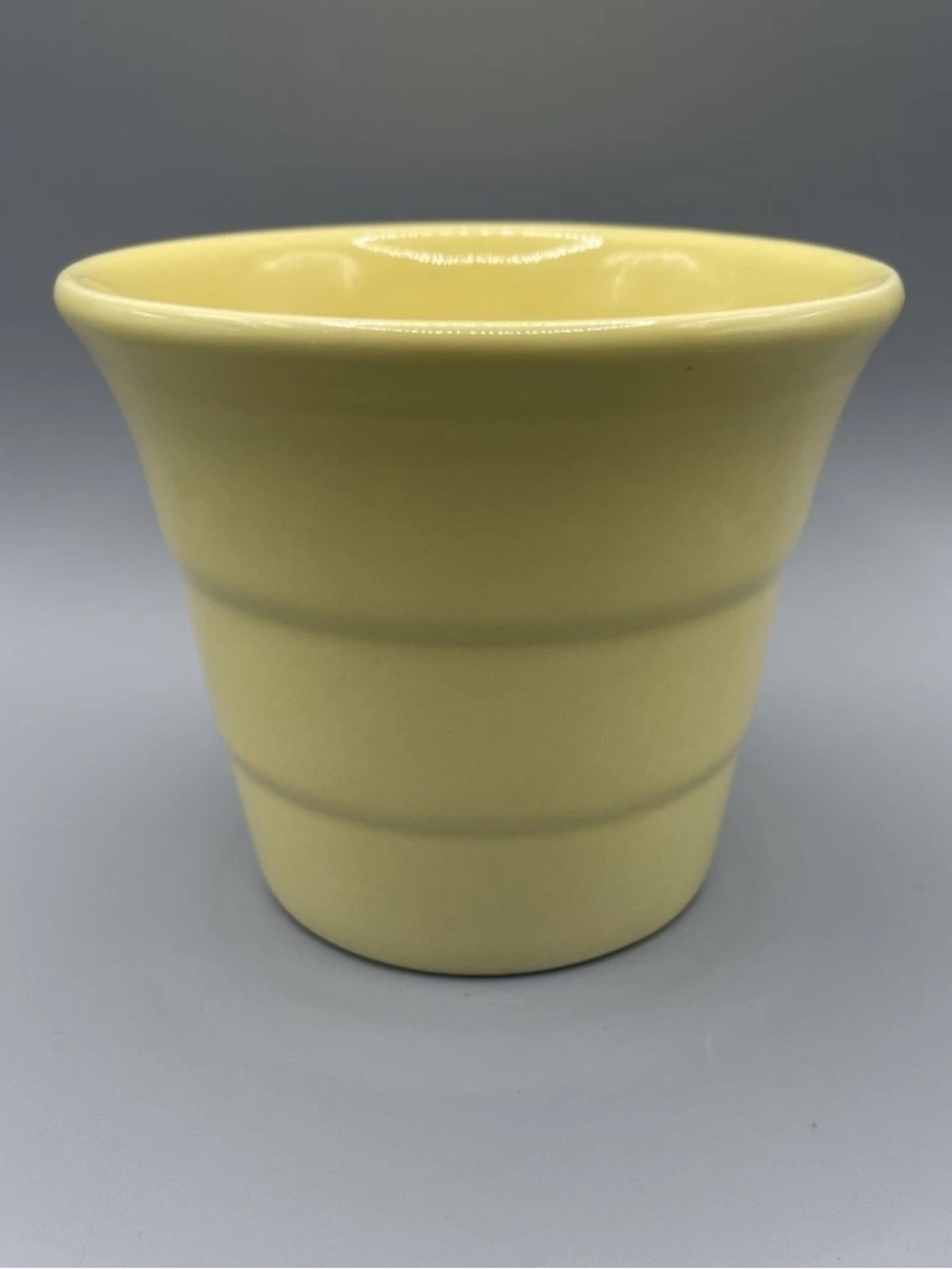 Bauer Mid-Century Hi-Fire Step Planter Pot Yellow Glaze Round Ceramic USA #4